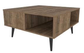 Kavos staliukas Kalune Design Ronas, riešuto sp., 89.6 cm x 89.6 cm x 46.5 cm
