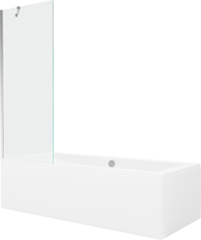 Vonia su sienele, laisvai pastatoma Mexen Cube, 170 cm x 80 cm x 39 cm, stačiakampis, skaidri sp./balta sp.