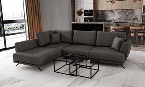 Kampinė sofa Larde Flores 5, tamsiai pilka sp., kairinė, 191 x 276 cm x 90 cm