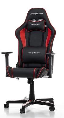 Spēļu krēsls DXRacer Prince P08-NR, 48 x 55 x 124 - 133 cm, balta krās./sarkana krās.