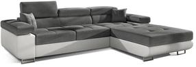 Kampinė sofa Armando Sawana 05, Soft 17, balta sp./tamsiai pilka sp., dešininė, 280 x 205 cm x 90 cm