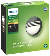 Sieninis lauko šviestuvas Philips Yarrow, 6W, LED, IP44, juoda sp., 21.3 cm x 7.8 cm