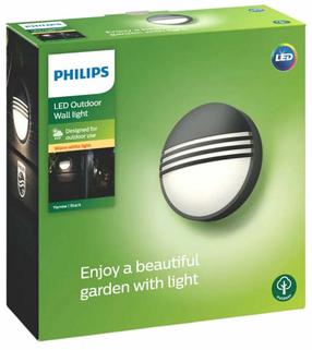 Уличный настенный светильник Philips Yarrow, 6Вт, LED, IP44, черный цв., 21.3 см x 7.8 см