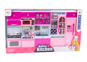 Lėlių namo baldas, rinkinys Lean Toys Modern Kitchen, rožinė sp.