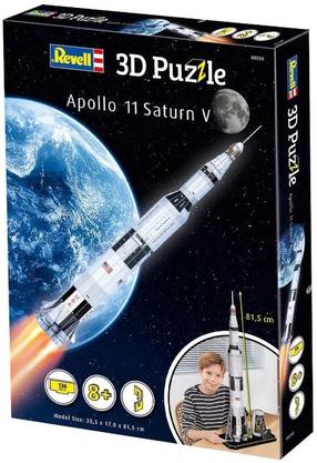 3D dėlionė Revell Apollo 11 Saturn V 00250, 35.5 cm x 17 cm, 136 vnt., balta sp.