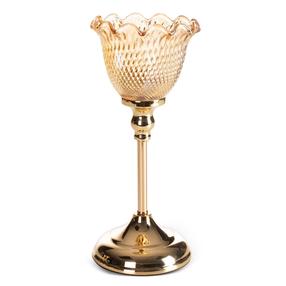 Žvakidė Luisa 03, stiklas/metalas, Ø 13 cm, 31 cm, aukso sp.