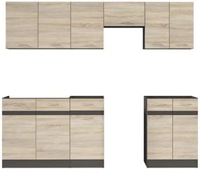 Virtuvės baldų komplektas Junona Line, sonoma ąžuolo sp./wenge sp., 2.3 m