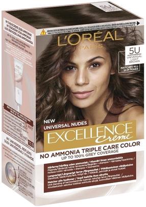 Matu krāsa L’Oréal Paris Excellence Creme Universal Nudes, gaiši brūna krās., 5U, 192 ml