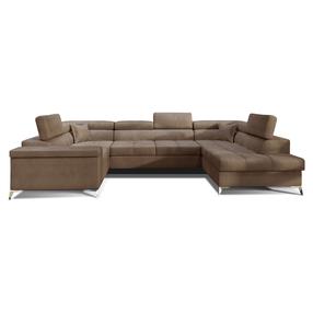 Kampinė sofa Thiago Monolith 09, šviesiai ruda sp., dešininė, 350 x 202 cm x 90 cm