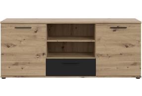 TV galds Forte, ozola krās./melns krās., 52.3 cm x 154.8 cm x 63.2 cm