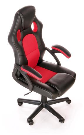 Игровой стул Defender, 63 x 62 x 108 - 117 см, черный цв./красный цв.