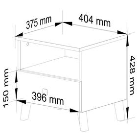 Naktinis staliukas Akord Furniture Factory Mobi K-01, baltas/juodas, 37 cm x 40 cm x 43 cm