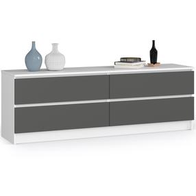 Komoda Akord K160, balta sp./pilka sp., 55 cm x 160 cm x 40 cm