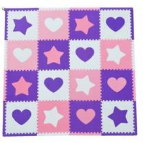 Kilimėlis kūdikiams - dėlionė Chippy Star & Heart, 30 cm x 30 cm, 16 vnt, balta sp./rožinė sp.