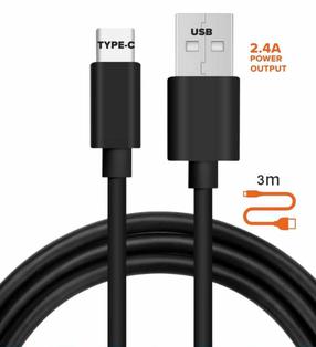 Kabelis Alburnus, USB/USB Type-C, 300 cm, juoda sp.