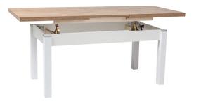 Stalas išskleidžiamas Kleopatra, ąžuolo sp./balta sp., 124 - 164 cm x 64 cm x 56 - 75 cm