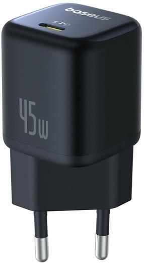 Telefono įkroviklis Baseus PicoGo GaN, USB Type-C, juoda sp., 45 W