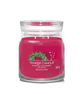 Ziemassvētku svece, aromātiskā Yankee Candle Sparkling Winterberry, 368 g, sarkana krās.