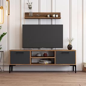 Комплект мебели для гостиной Kalune Design Riga, комнатные, антрацитовый цв./ореховый цв.