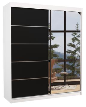 Spinta ADRK Caro 180, skaidri sp./balta sp./juoda sp., 58 cm x 180 cm x 215 cm, su veidrodžiu