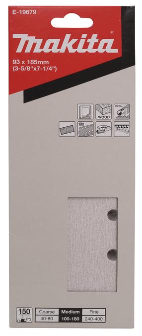 Šlifavimo lapas Makita E-19679, 150, 18.5 cm x 9.3 cm, 10 vnt.