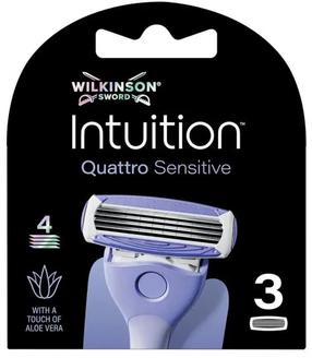 Keičiamos skustuvo galvutės Wilkinson Sword Intuition Quattro Sensitive, 3 vnt