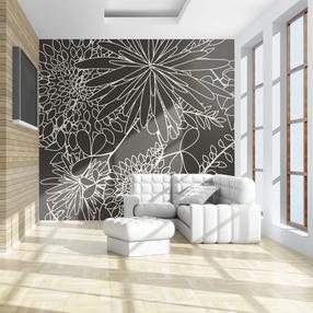 Fototapetas Artgeist Black And White Floral Background LFTNT1232, 154 cm x 200 cm
