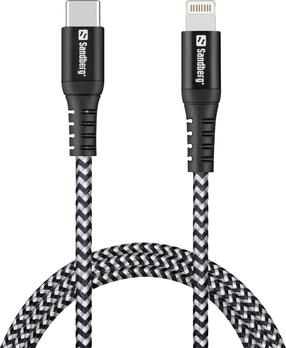 Kabelis Sandberg 441-55, USB Type C/Lightning, 100 cm, balta krās./melna krās., 60 W