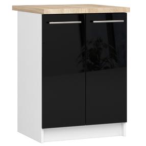 Apatinė virtuvinė spintelė Akord Furniture Factory Oliwia S60 2D, balta sp./juoda sp., 46 cm x 60 cm x 85 cm