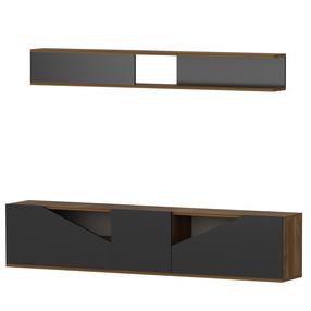 Svetainės baldų komplektas Kalune Design Tac, vidaus, juoda sp./riešuto sp.