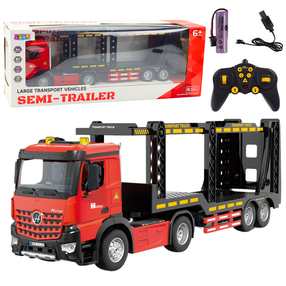 Radiovadāms kravas auto Lean Toys Large Transport Semi Trailer, melna krās./sarkana krās.