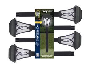 Įsmeigiamas šviestuvas su saulės baterija Beper P207ILO040, IP44, juoda sp., 4 vnt.