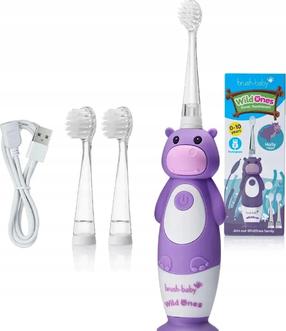 Электрическая зубная щетка Brush-baby Wild Ones Hippo Sonic, фиолетовый цв.