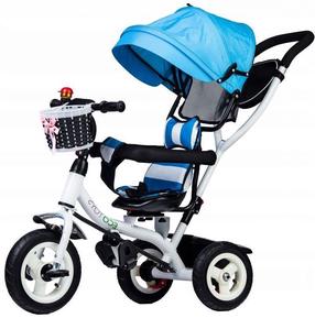 Triratukas EcoToys Three-wheeled Bike, mėlyna sp./balta sp.