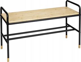 Soliņš ar apavu plauktu Wenko Loft, melna krās./brūngans krās., 33.5 cm x 85 cm x 50 cm
