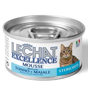 Šlapias kačių maistas Lechat Excellence Mousse Sterilised Tuna and Pork, žuvis/kiauliena, 0.085 kg