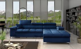 Kampinė sofa Ricardo Monolith 77, mėlyna sp., dešininė, 205 x 280 cm x 90 cm