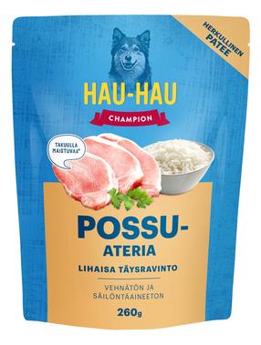 Šlapias šunų maistas Hau-Hau Champion, vištiena/kiauliena, 0.26 kg