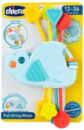 Развивающая игрушка для младенца Chicco Baby Sense & Focus Pull String Whale, многоцветный