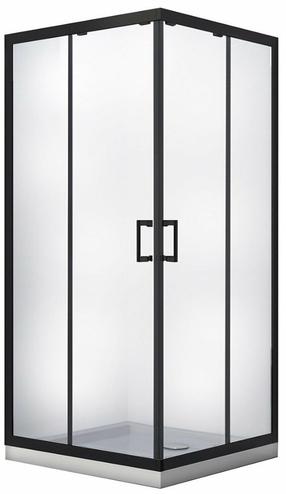 Dušo kabina Besco Modern, kvadratinė, be padėklo, 90 cm x 90 cm x 190 cm, juoda sp./skaidrus