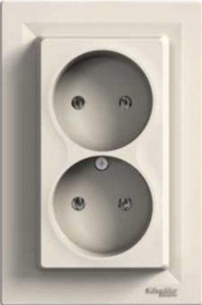 Kontaktligzda Schneider Electric Asfora EPH9700123, rozete bez zemējuma, IP20, dzeltens krās./smilškrāsas