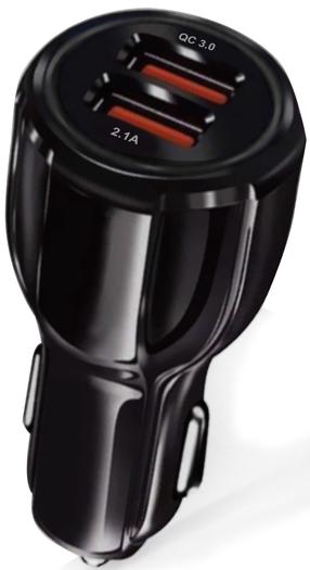 Auto telefona lādētājs Vakoss TP-3273UK, 2 x USB, melna krās.