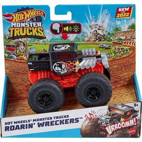 Žaislinis keturratis Mattel Hot Wheels Monster Trucks Roarin' Wreckers HDX60/HDX61, 1:43, juoda sp./raudona sp.