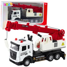 Rotaļu ceļamkrāns Lean Toys Engineering Truck, balta krās./sarkana krās.