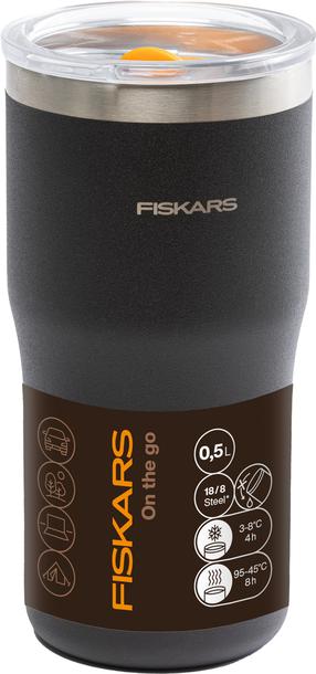 Termopuodelis Fiskars On The Go 1078762, 0.5 l, sidabro sp./juoda sp.