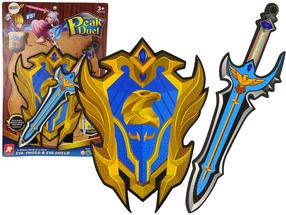 Žaislinis kardas, su skydu Lean Toys Super Peak Duel Mėlyna sp./Aukso sp.