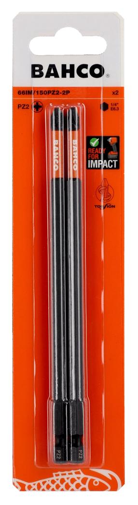 Löökkruvikeeraja otsikud, komplekt Bahco 66IM/150PZ2-2P, PZ2, 150 mm, 1/4"