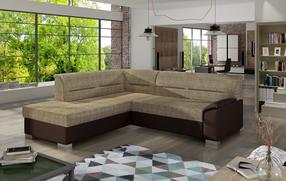 Kampinė sofa Bergen Berlin 03, Soft 66, ruda sp./smėlio sp., kairinė, 214 x 247 cm x 83 cm