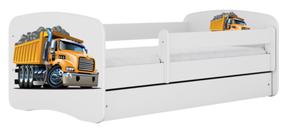 Vaikiška lova Kocot Kids Babydreams Truck, balta sp., 80 x 180 cm, be patalynės dėžės, su čiužiniu