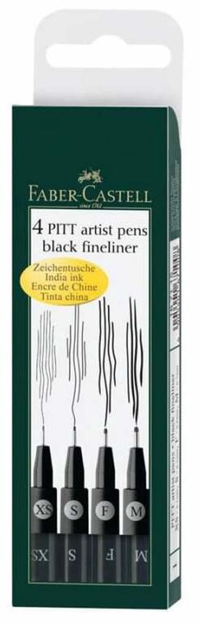 Ручки Faber PITT Artist, черный цв., 0.7 мм, 4 шт.